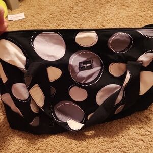 Thirty-One Polka Dot Tote Bag - Black and Gray Large Tote